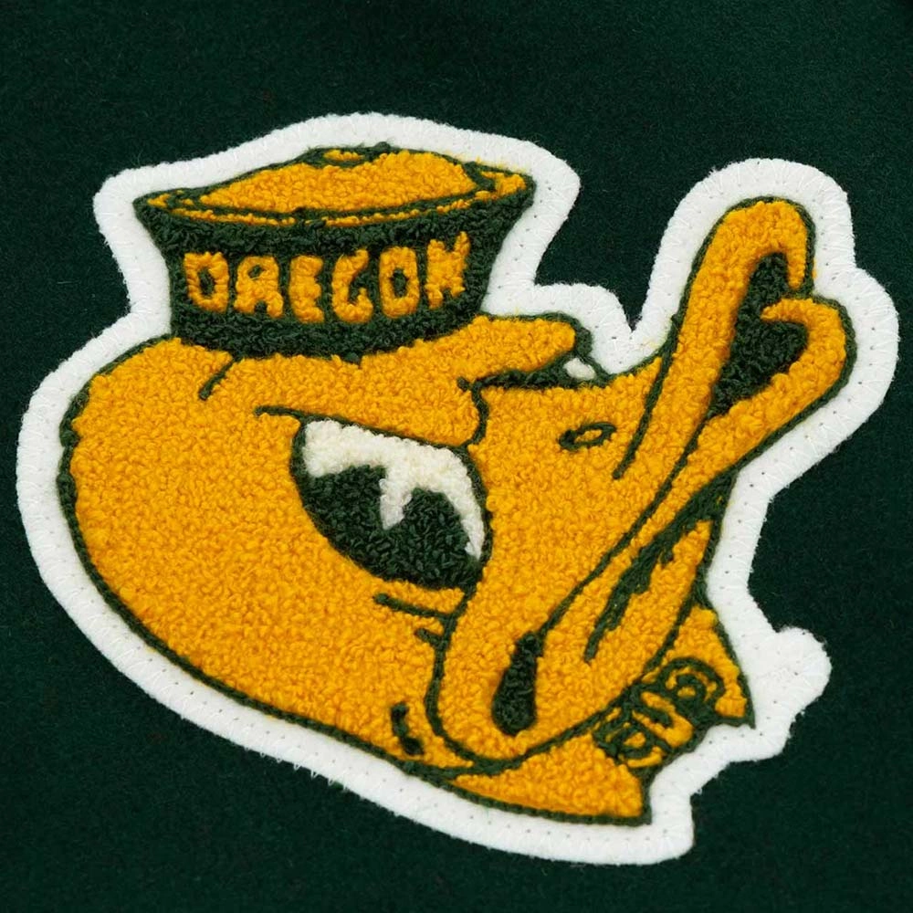 Oregon ducks 1967 university green wool leather varsity jacket 1