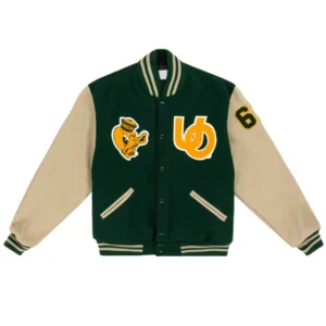 Oregon ducks 1967 university green wool leather varsity jacket 2