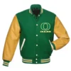Oregon ducks full snap greenyellow wool leather varsity jacket 2