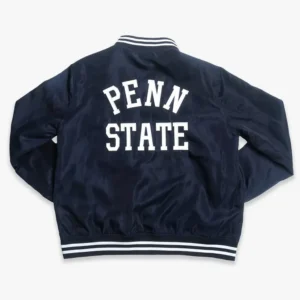 Penn state nittany lions navy satin varsity jacket 1
