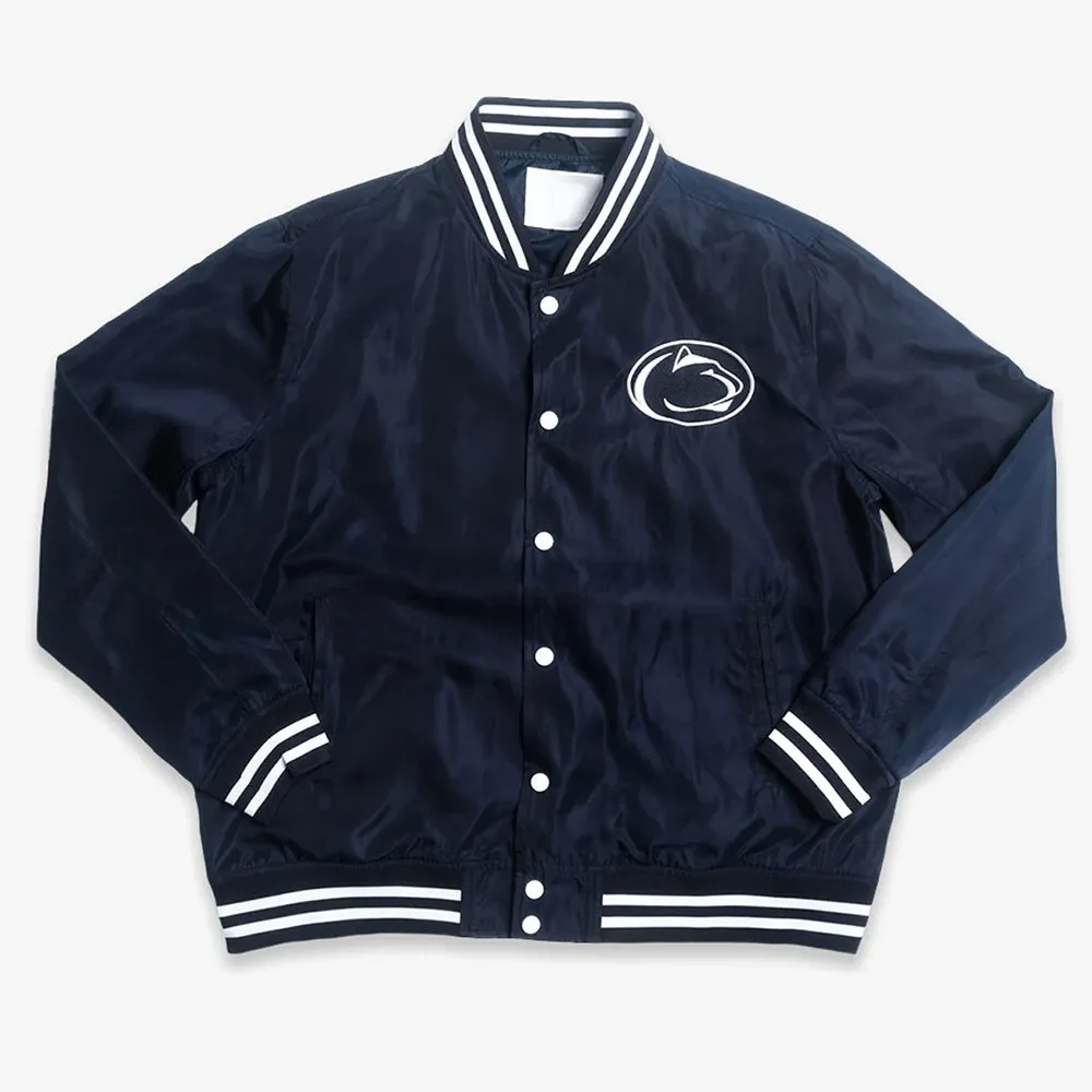 Penn state nittany lions navy satin varsity jacket 2