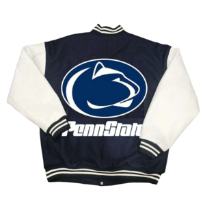 Penn state nittany lions navywhite wool leather varsity jacket 4
