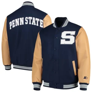 Penn state nittany lions the letterman blackgold wool leather varsity jacket 1
