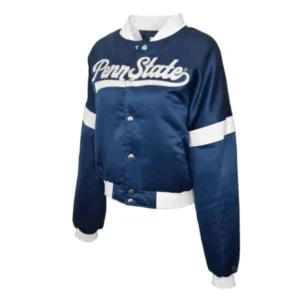 Penn state nittany lions university bomber navy satin varsity jacket