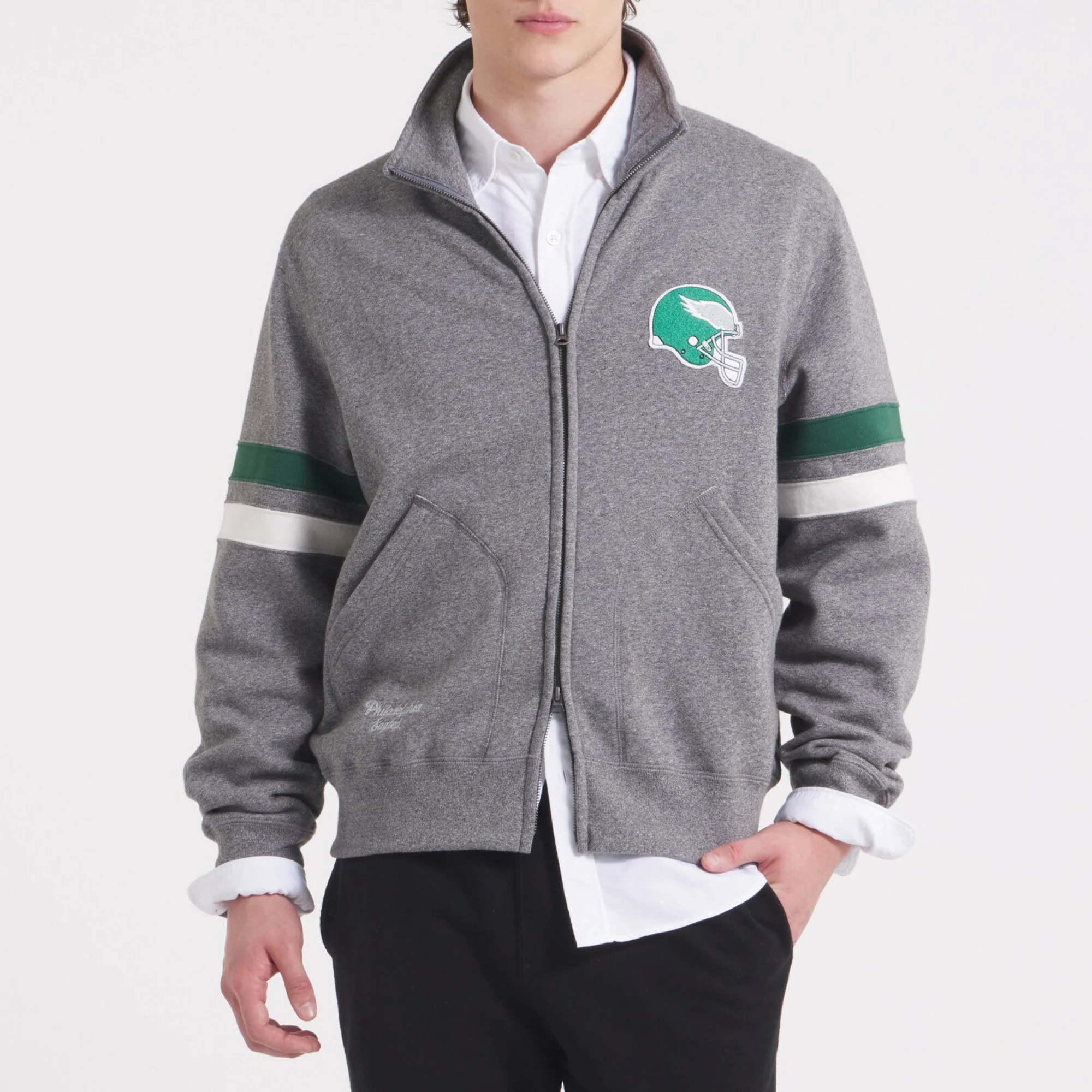 Philadelphia eagles full zip fleece gray jacket 1