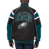 Philadelphia eagles g iii sports by carl banks raglan black leather varsity jacket 1