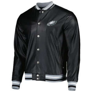 Philadelphia eagles the wild collective metallic bomber black polyester varsity jacket 2