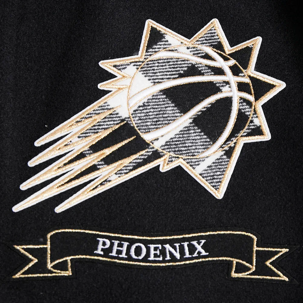 Phoenix suns pro standard pro prep black wool leather patch jacket
