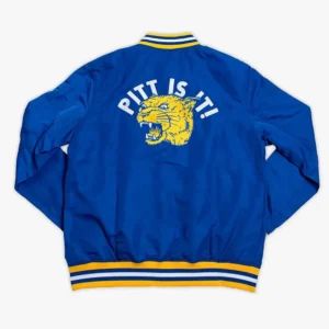 Pittsburgh panthers 1970s bomber blue satin varsity jacket 2