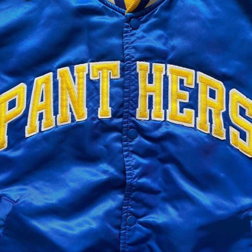 Pittsburgh panthers 80s blue bomber satin varsity jacket 2