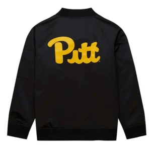 Pittsburgh panthers louis riddick black satin varsity jacket 3