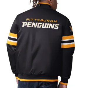 Pittsburgh penguins scout black satin varsity jacket 2