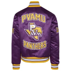 Prairie view am university purple satin varsity jacket