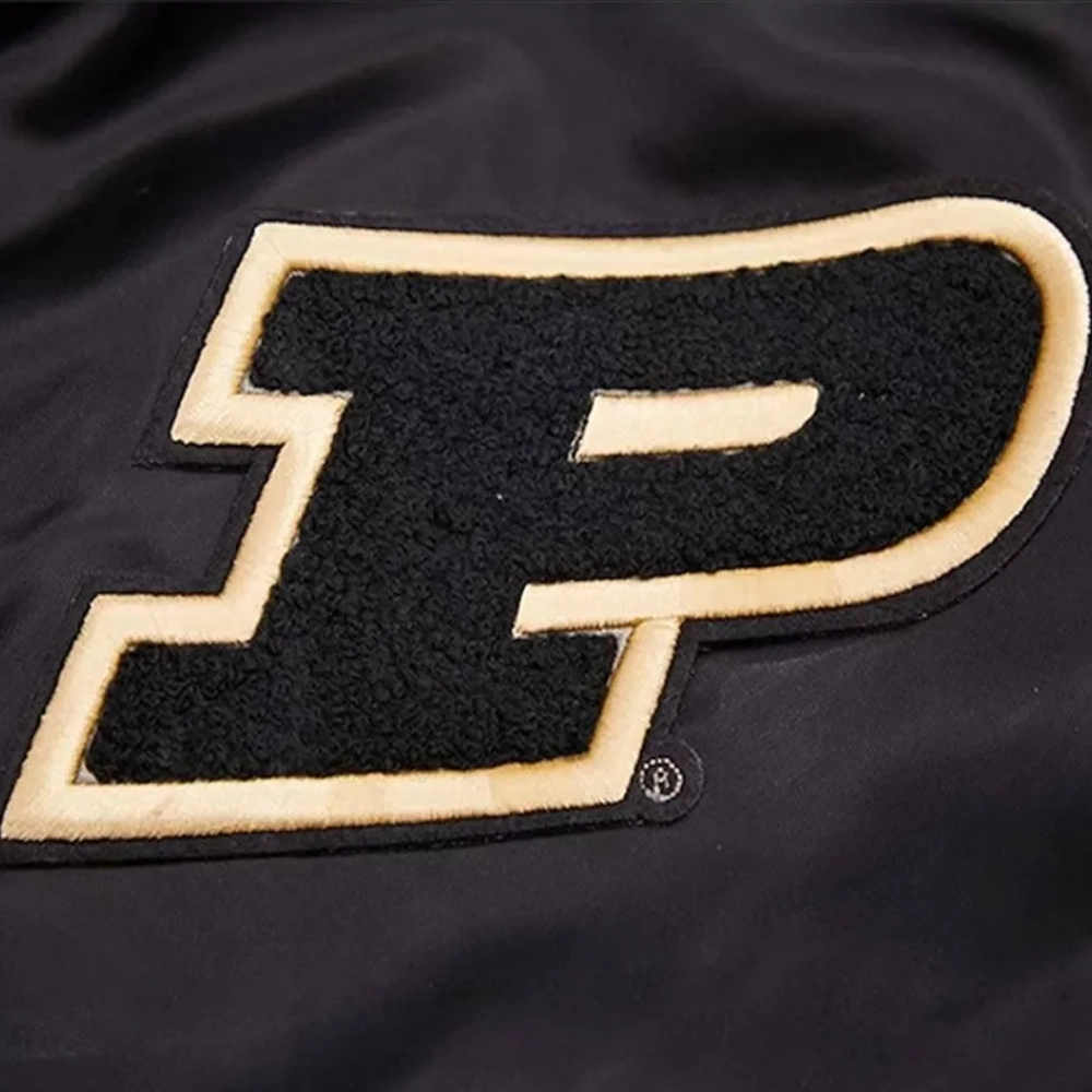 Purdue boilermakers classic black satin varsity patch logo