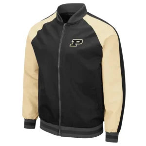 Purdue boilermakers colosseum black polyester varsity jacket 2