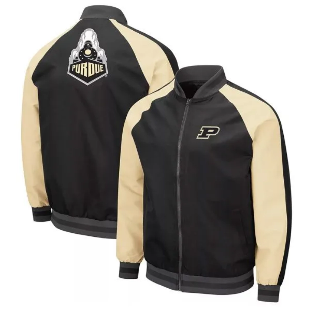 Purdue boilermakers colosseum black polyester varsity jacket