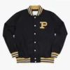 Purdue university boilermakers bomber black satin varsity jacket 3