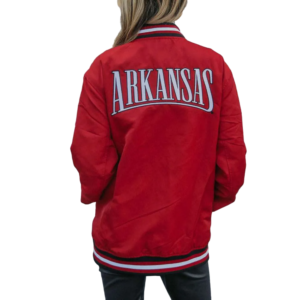 Retro arkansas bomber white jacket photoroom