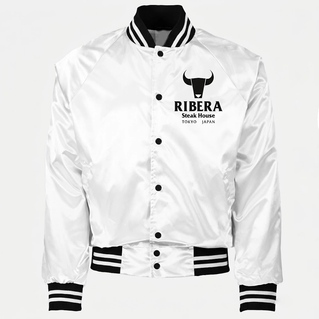Ribera steakhouse white varsity jacket