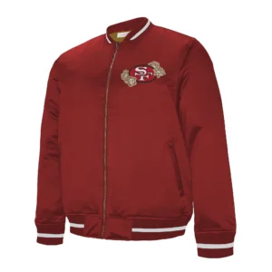 San francisco 49ers aapi apex heavyweight satin varsity jacket 1