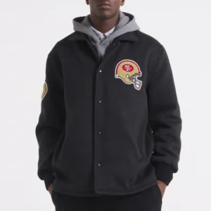 San francisco 49ers cashmere coaches full snap wool varsity jacket 2