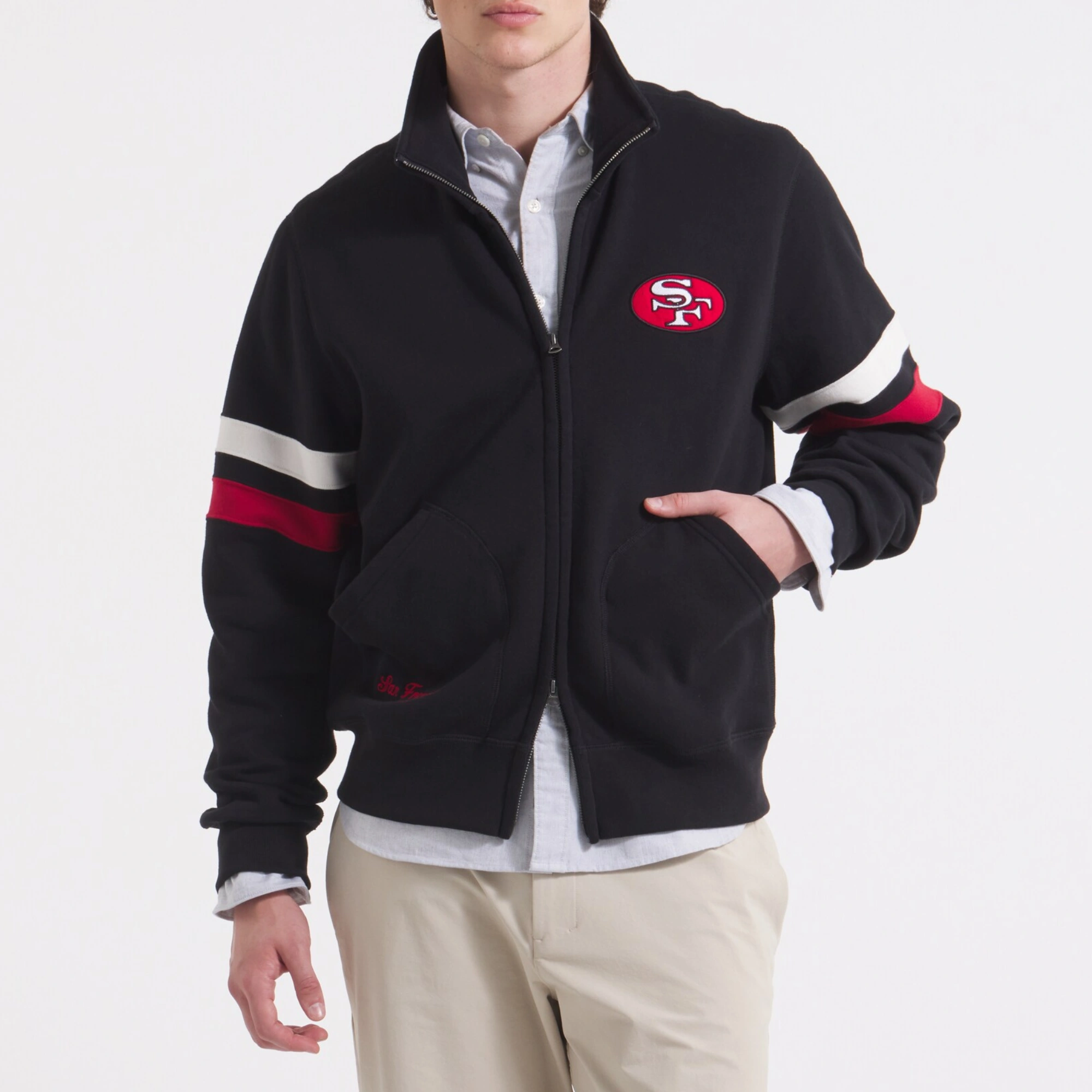 San francisco 49ers full zip fleece black jacket 2