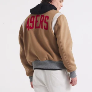San francisco 49ers x todd snyder cashmere full snap varsity jacket 4
