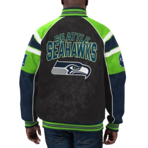 Seattle seahawks g iii sports by carl banks raglan blackgreen leather varsity jacket 2