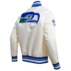 Seattle seahawks retro classic full snap cream satin jacket
