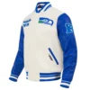 Seattle seahawks retro classic wool leather cream jacket