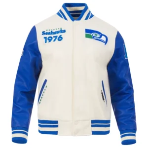 Seattle seahawks retro classic wool leather varsity jacket