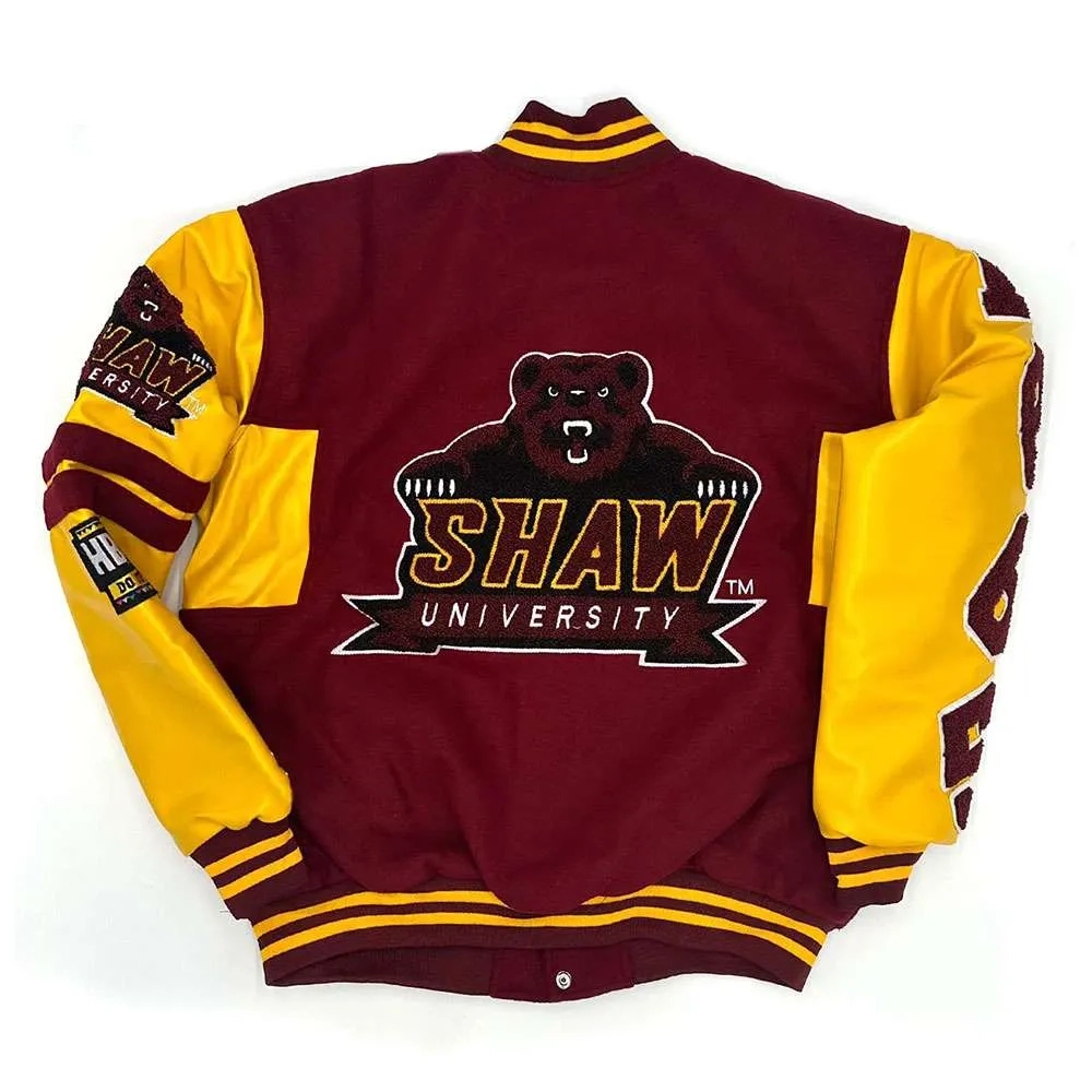 Shaw bears university letterman wool leather varsity jacket
