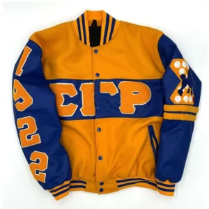Sigma gamma rho wool leather varsity jacket 1