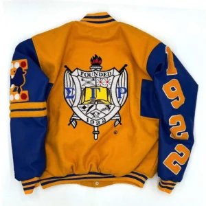 Sigma gamma rho wool leather varsity jacket