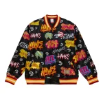 Atlanta Hawks Slap Sticker Black Satin Jacket