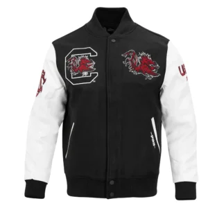 South carolina state bulldogs classic black wool leather varsity jacket
