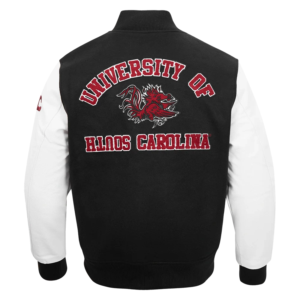South carolina state bulldogs classic blackwhite wool leather jacket