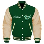 South Florida Bulls Letterman Green Wool/Leather Jacket