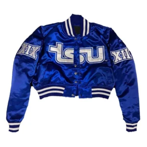 Tennessee state tigers womans blue satin varsity jacket 2