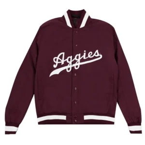 Texas am aggies coaches maroon polyester varsity jacket 1