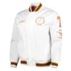 Texas longhorns city collection white satin varsity jacket 1