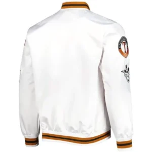 Texas longhorns city collection white satin varsity jacket
