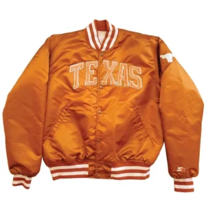 Texas longhorns full snap orange satin varsity jacket 1