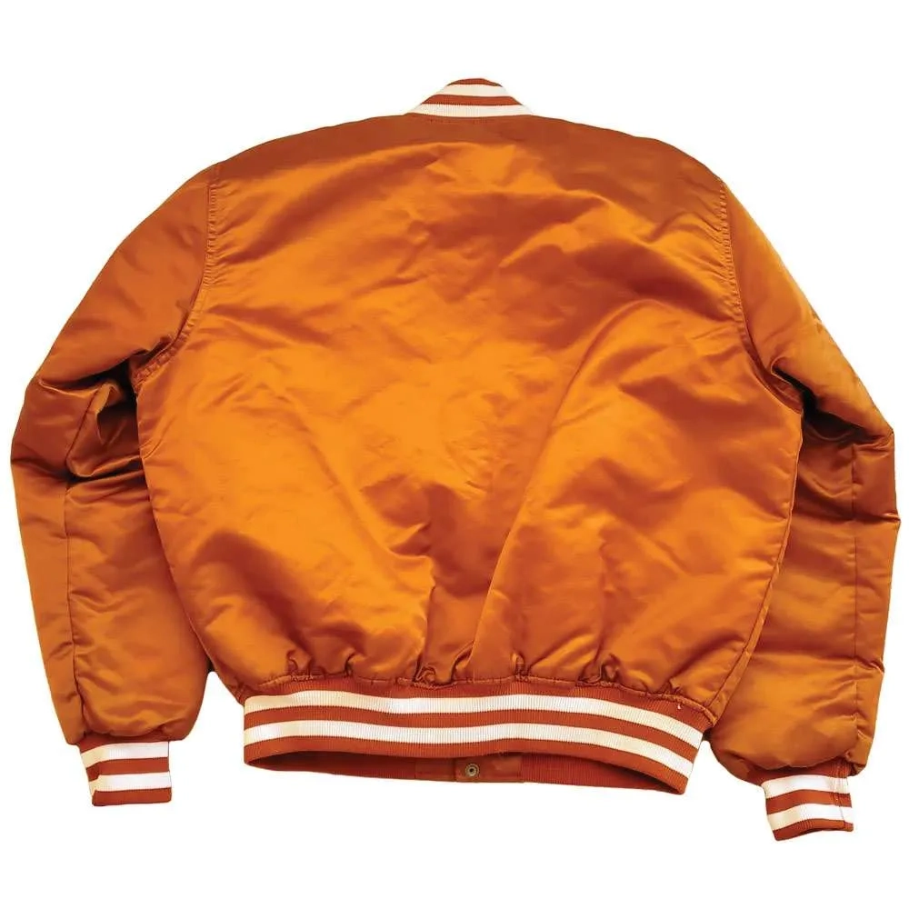 Texas longhorns full snap orange satin varsity jacket