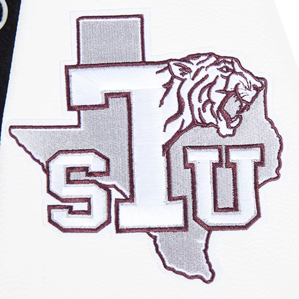 Texas southern tigers hbcu vintage black wool leather varsity patch