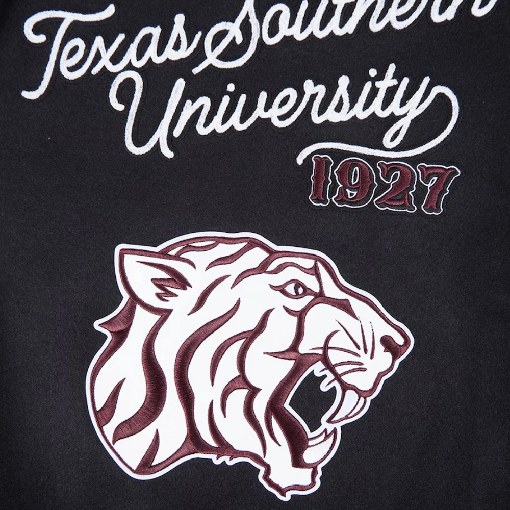 Texas southern tigers hbcu vintage blackwhite wool leather varsity patch