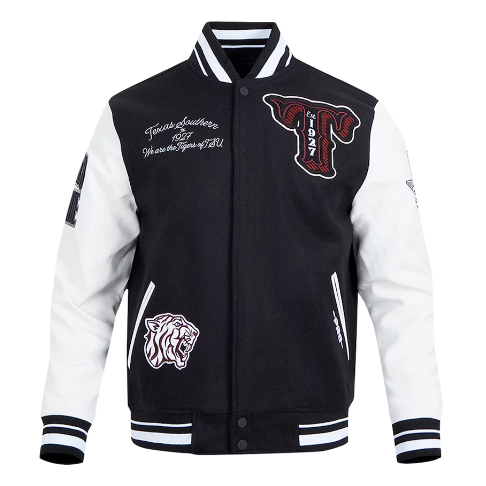 Texas southern tigers hbcu vintage blackwhite wool varsity jacket