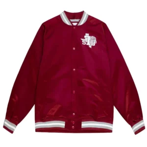 Texas southern university cardinal red satin varsity jacket 1