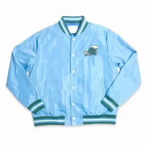Tulane green wave script bomber blue satin varsity jacket 2