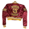 Tuskegee university womens burgundy satin varsity jacket 3